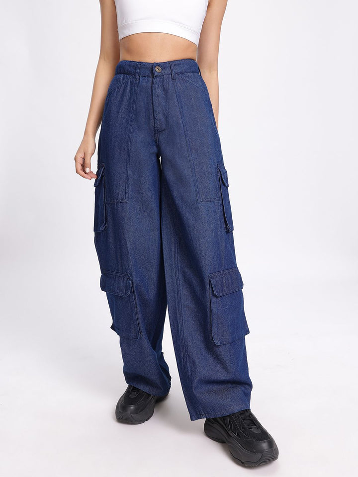 DressBerry Women Loose & Lively Cargo Style Baggy Jeans