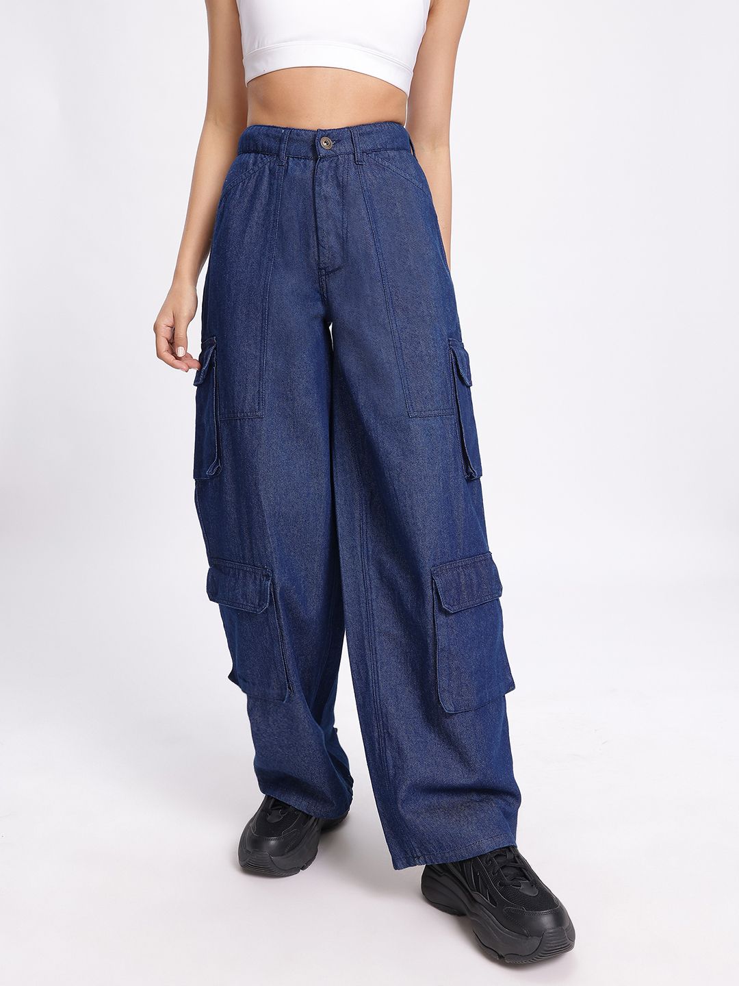 DressBerry Women Loose & Lively Cargo Style Baggy Jeans