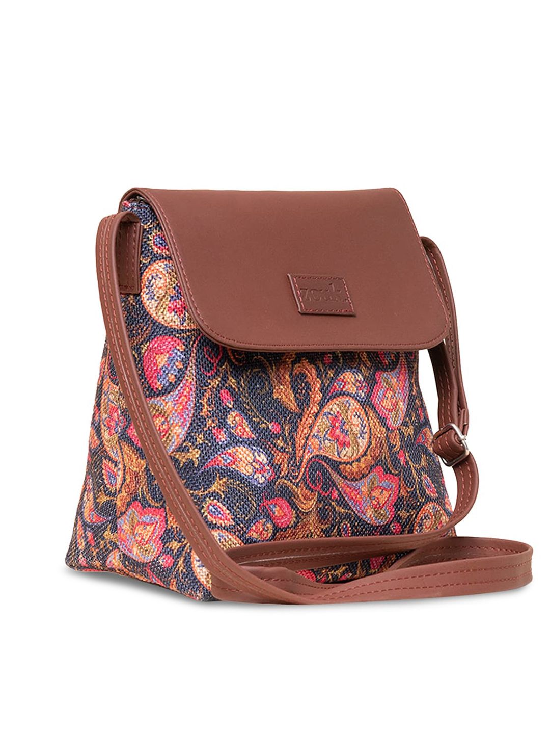 ZOUK Ethnic Motifs Printed Structured Sling Bag