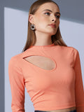 STREET 9 High Neck Cut Out Solid Crop Top