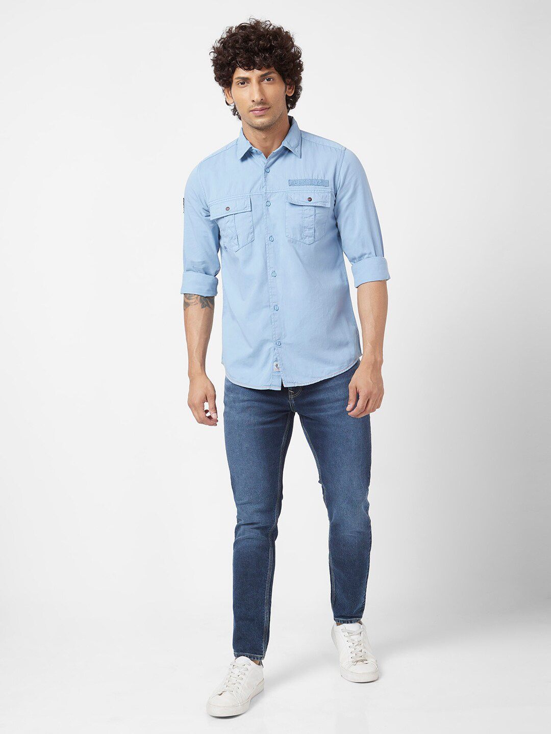 SPYKAR Cotton Linen Classic Opaque Casual Shirt