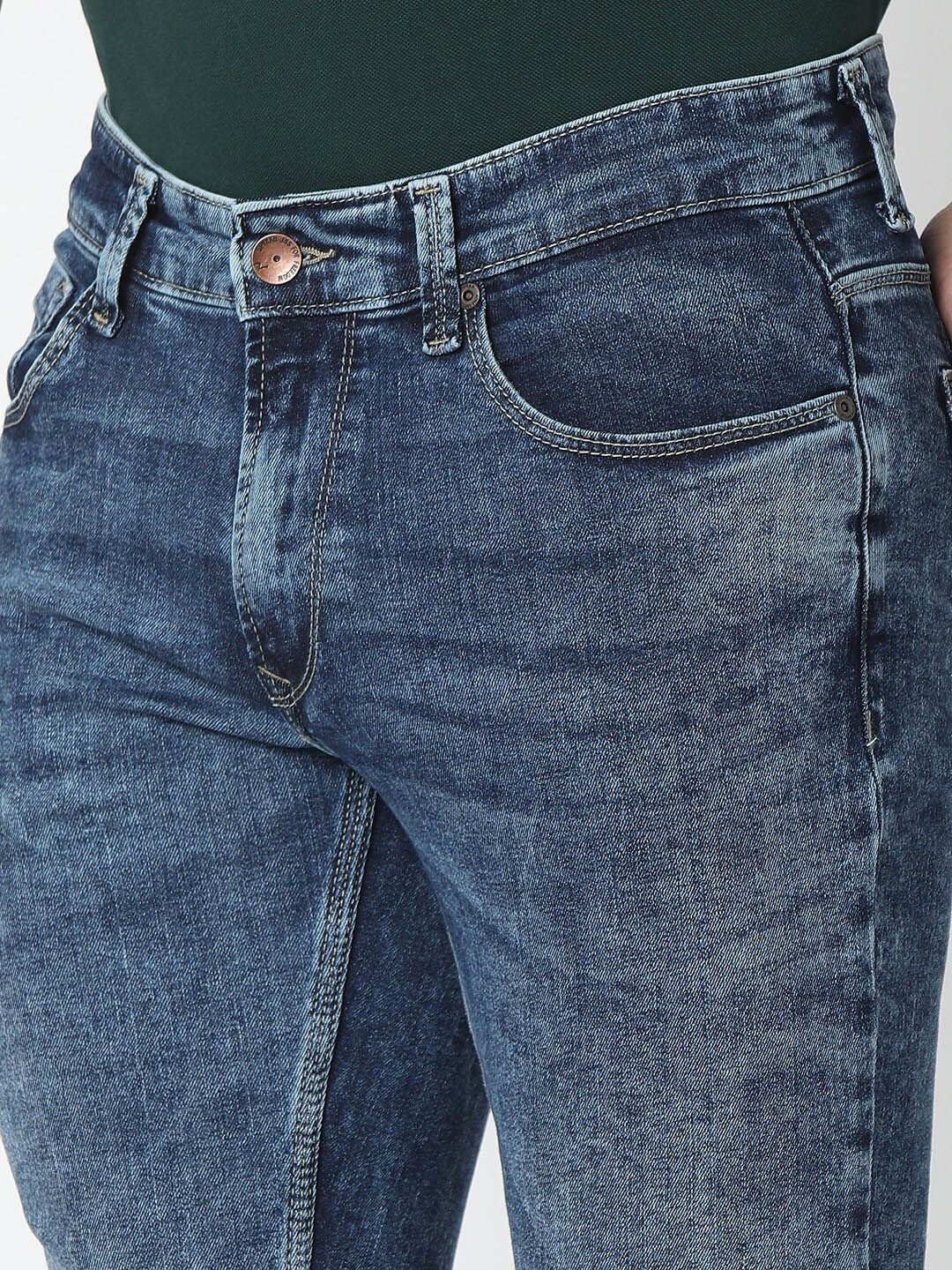 SPYKAR Men Blue Mid Rise Heavy Fade Jeans