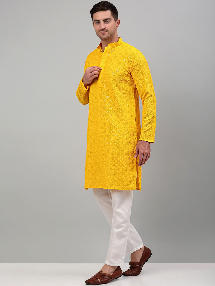 Jompers Ethnic Motif Embroidered Sequinned Kurta with Pyjamas