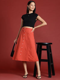 all about you Cotton Linen A-Line Skirt