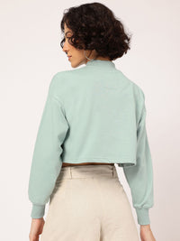 DressBerry Printed Drop-Shoulder Crop Sweatshirt