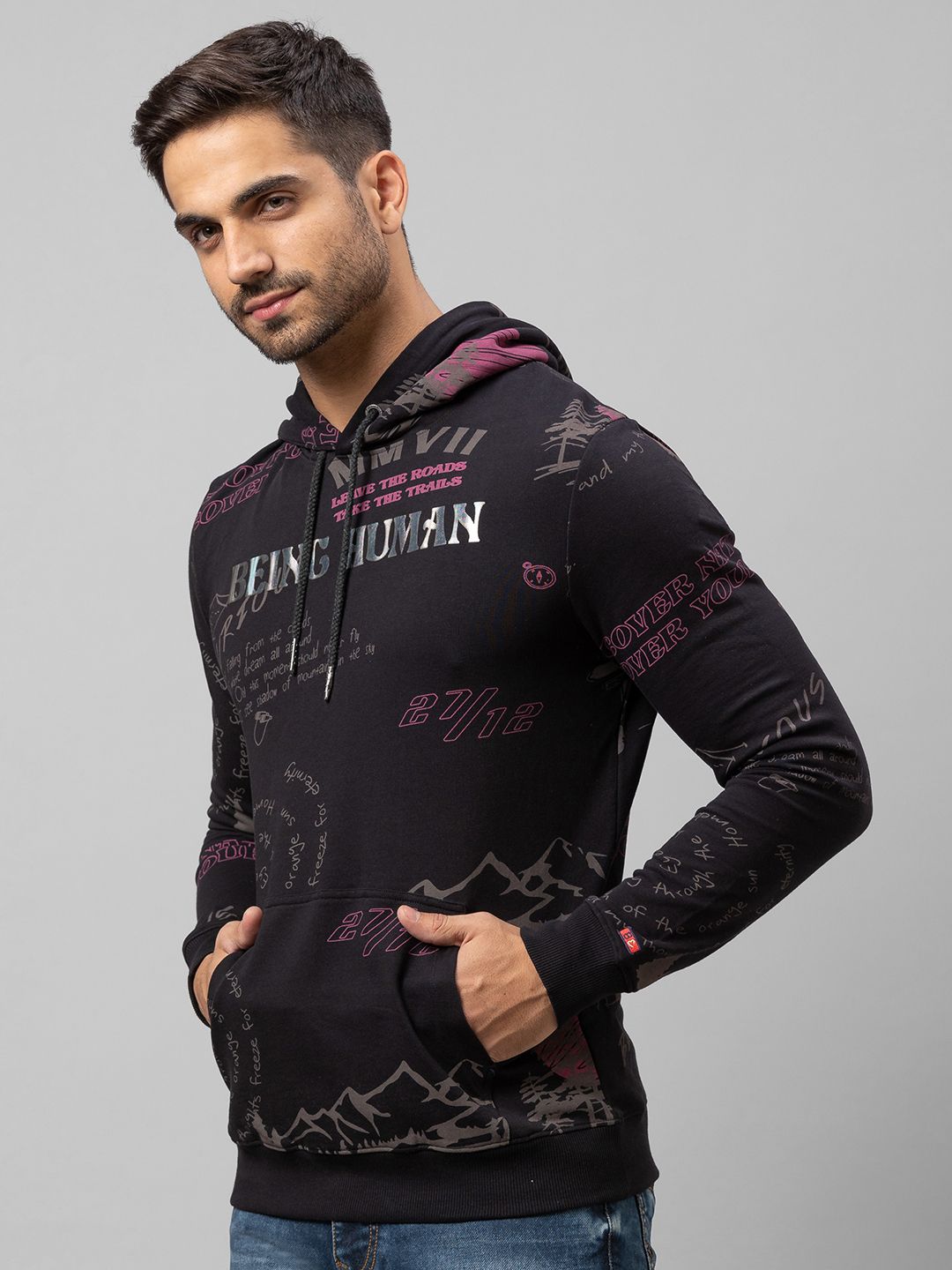 Being Human Men Black Printed Sweatshirt