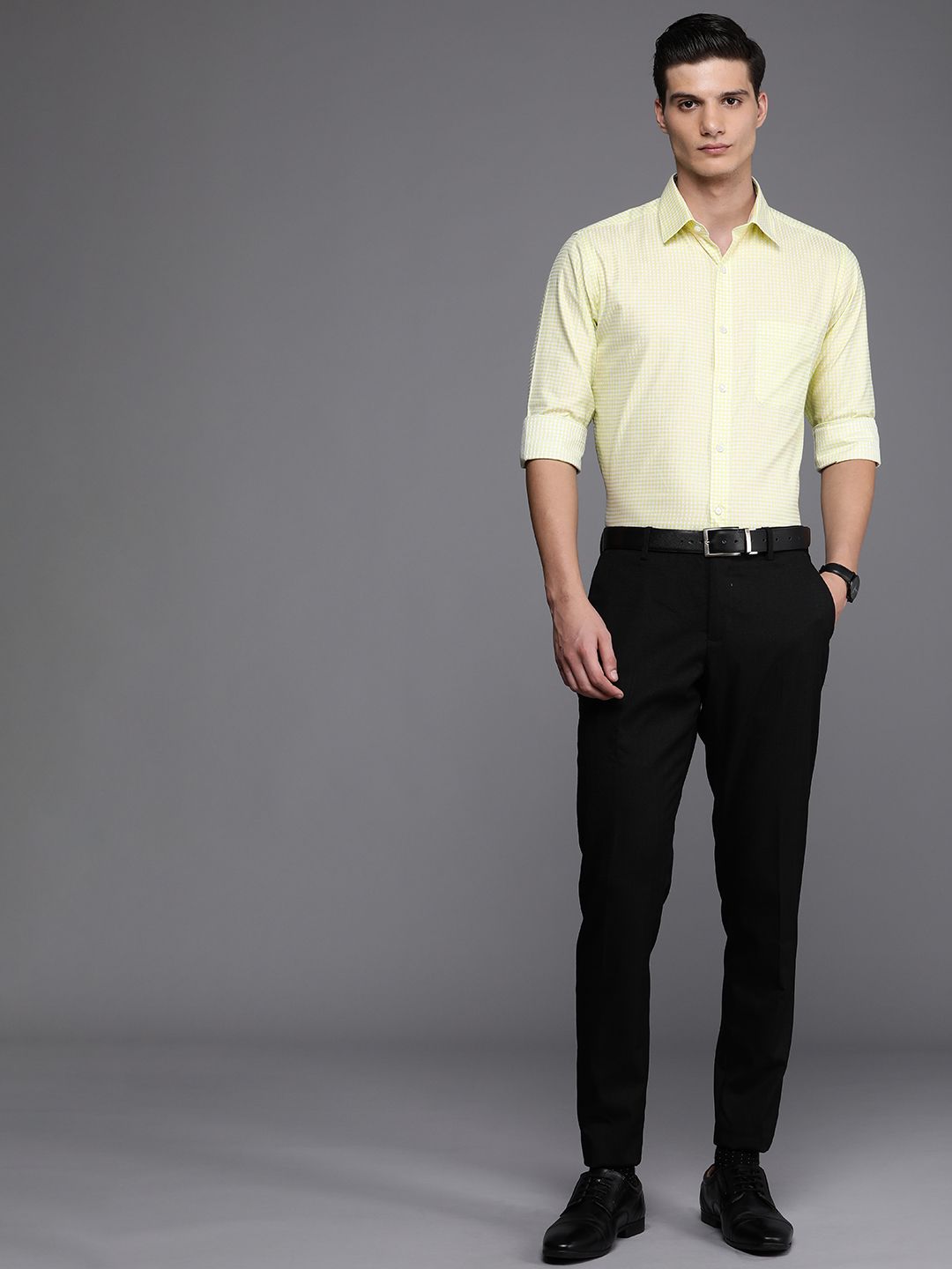 Raymond Self Design Slim Fit Pure Cotton Formal Shirt