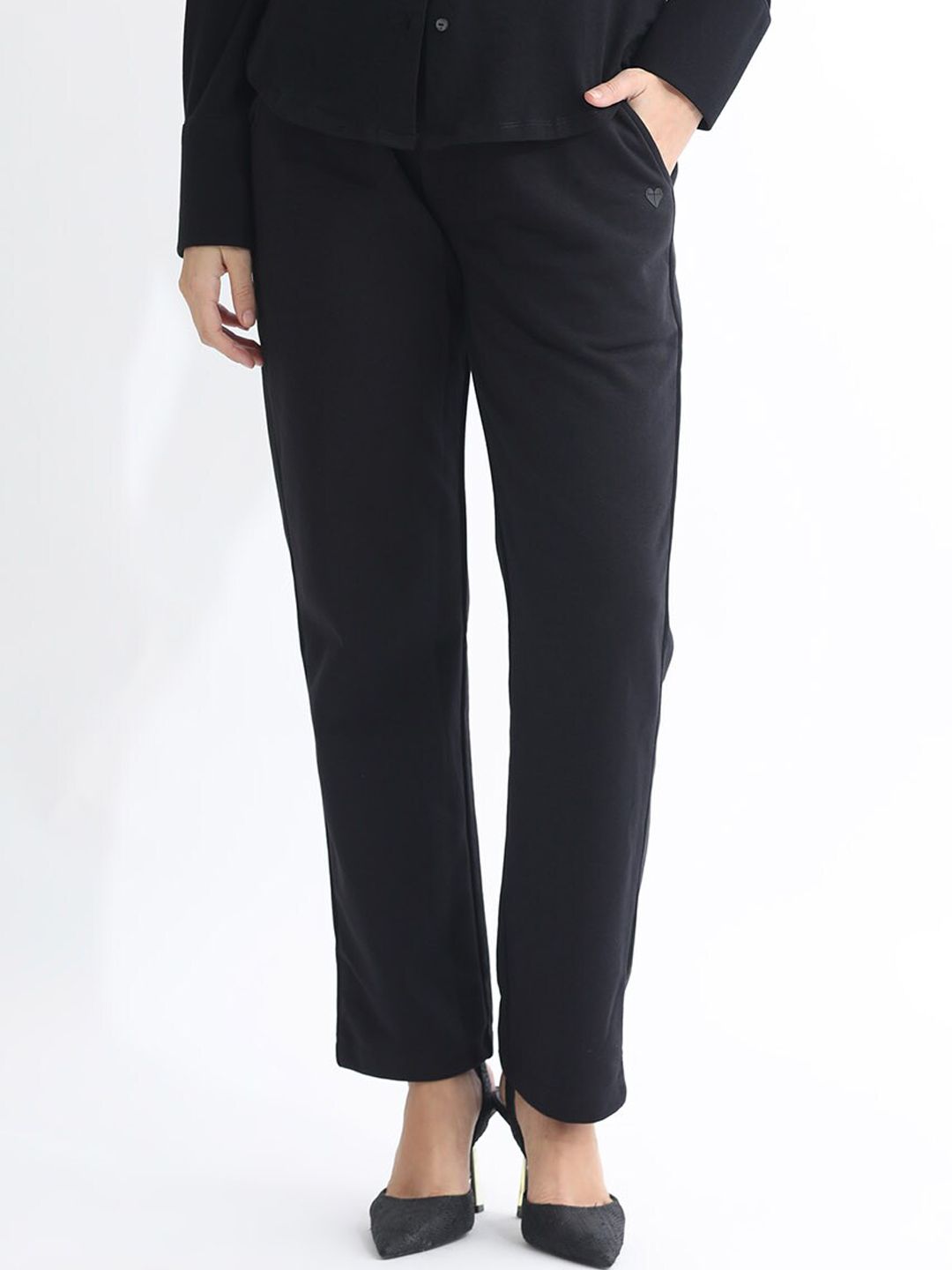RAREISM Women Mid Rise Slim Fit Cotton Track Pants