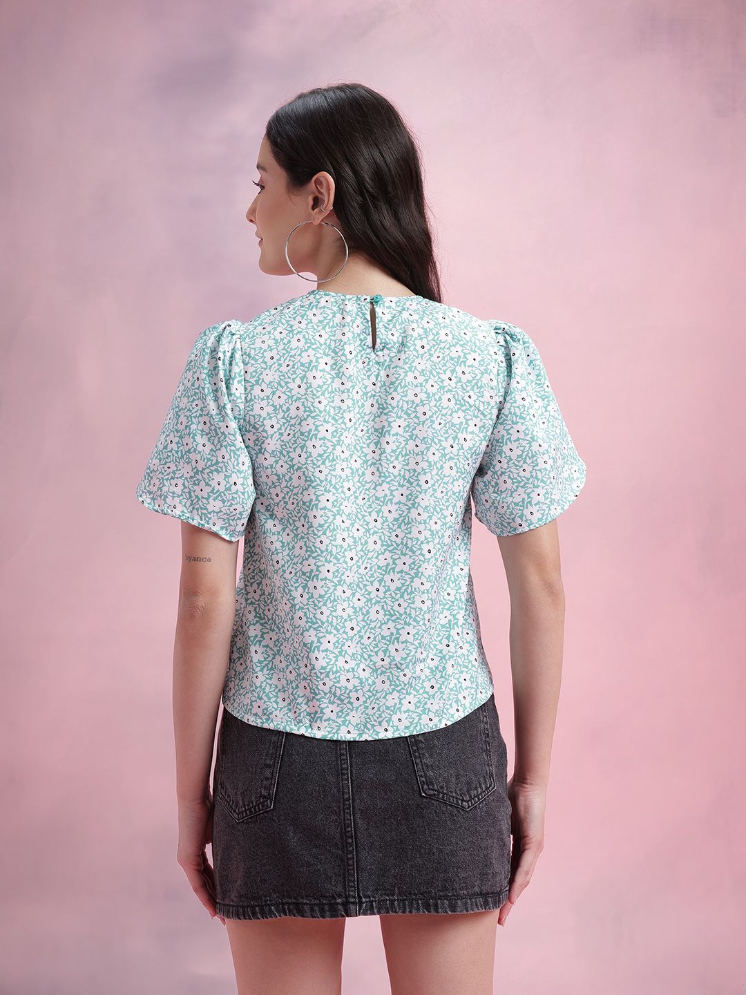 DressBerry Floral Print Tulip Sleeve Top