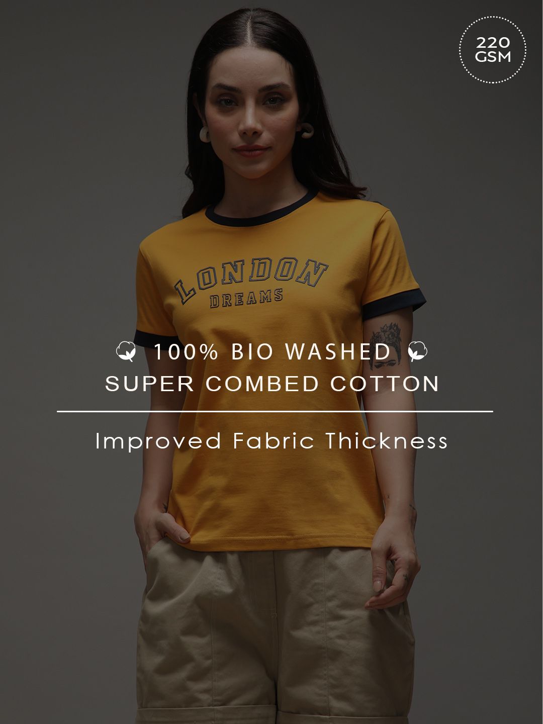 DILLINGER Women Regular Fit Applique Varsity Printed Tshirt