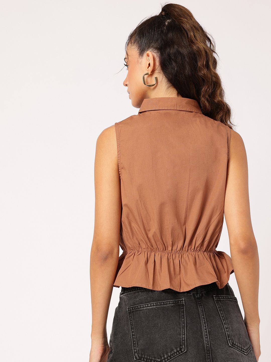 DressBerry Gathered Chic Cinched Waist Shirt Style Top