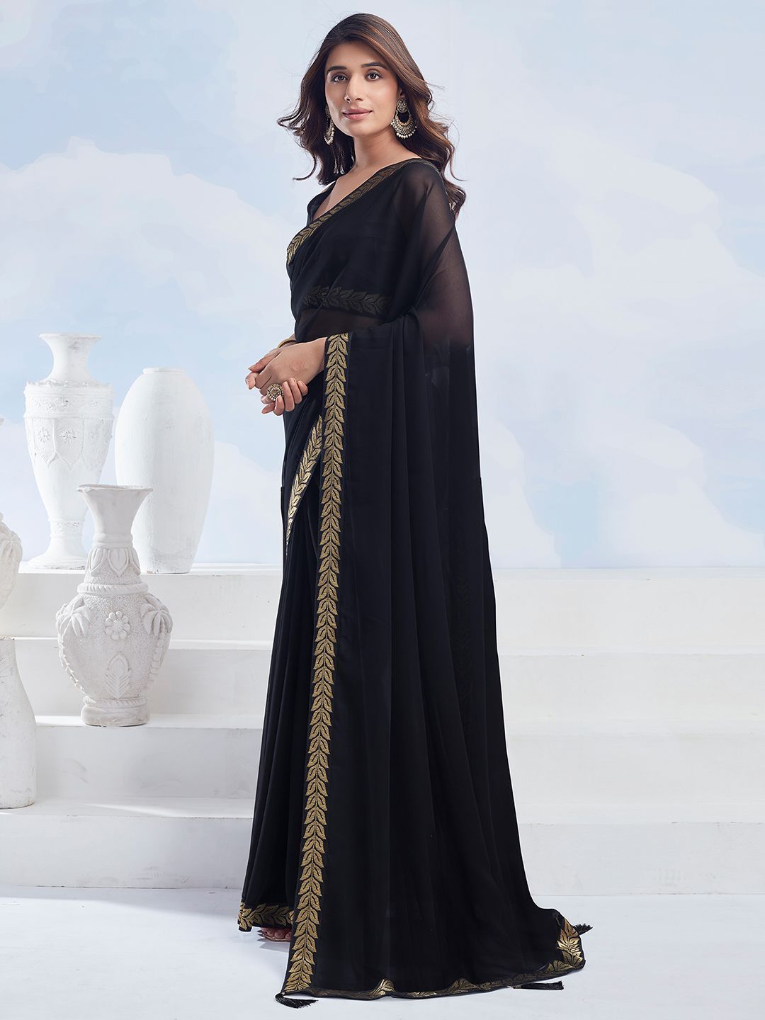 KALINI Woven Design Pure Georgette Saree
