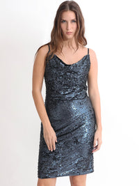 RAREISM Sequin Embellished Shoulder Straps Sheath Dress