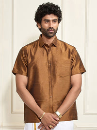 VASTRAMAY Premium Spread Collar Silk Shirt