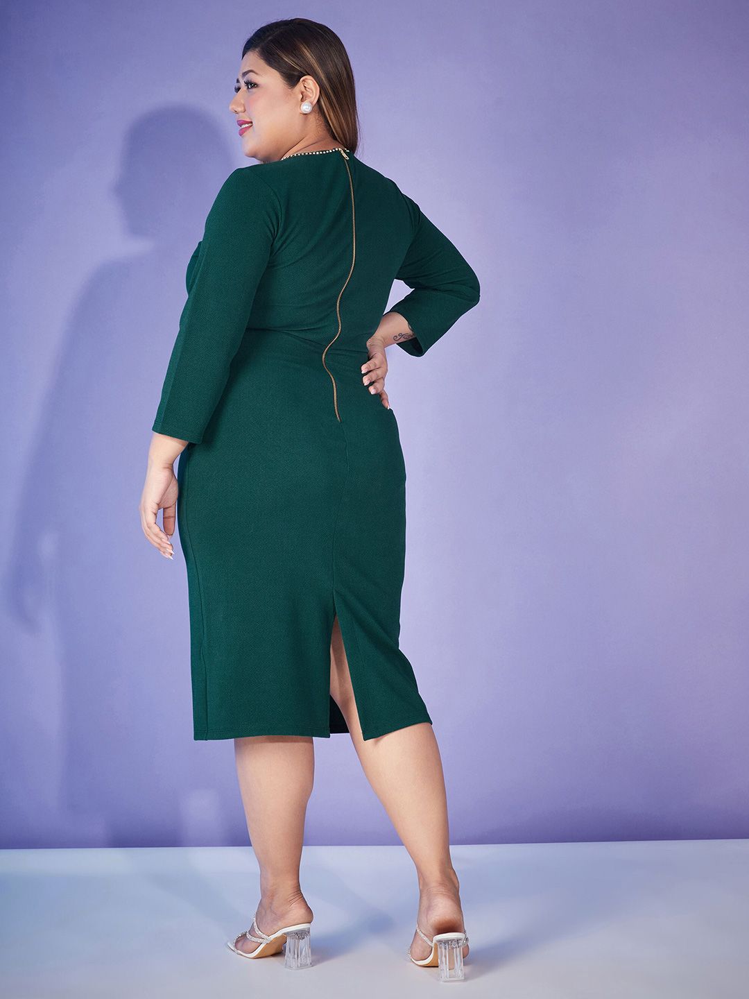 SASSAFRAS Curve Plus Size Round Neck Layered Peplum Dress