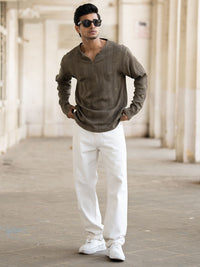 Powerlook Men Self Design Round Neck T-shirt