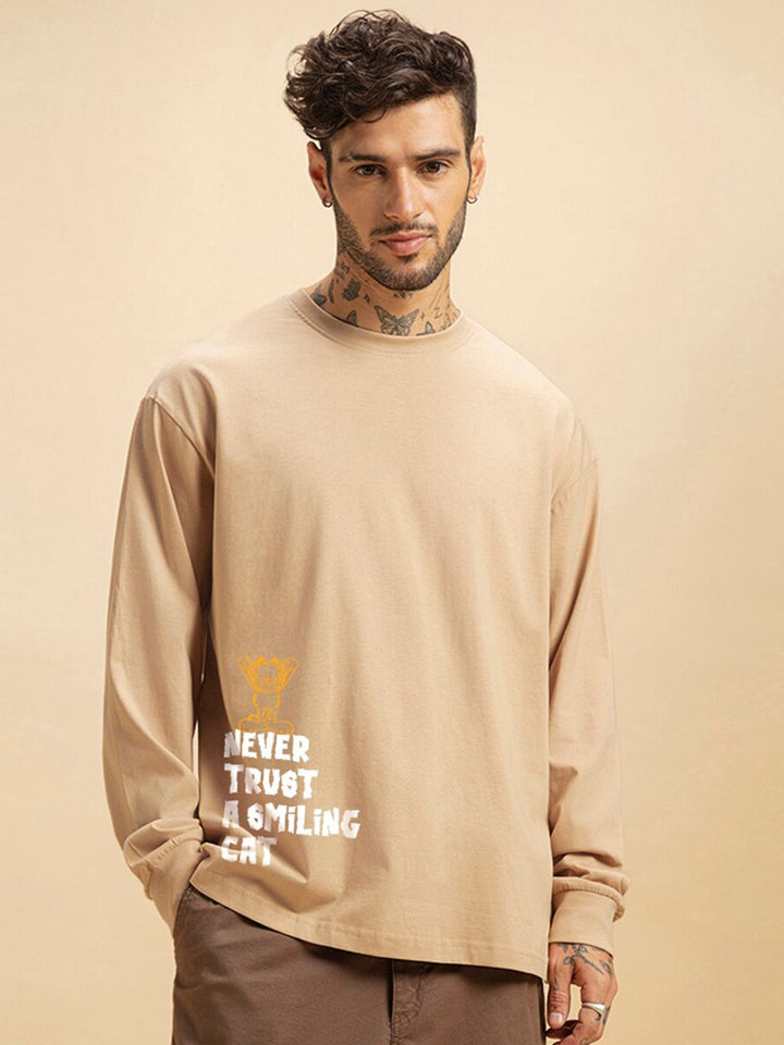 Bewakoof Garfield Printed Drop-Shoulder Sleeves Oversized Pure Cotton T-shirt