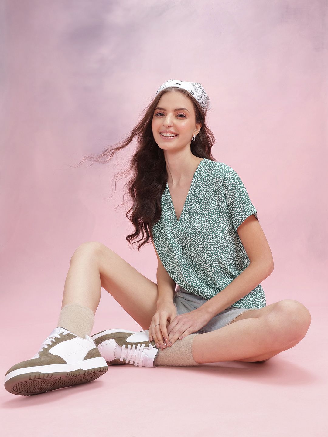 DressBerry Floral Print Extended Sleeves Top