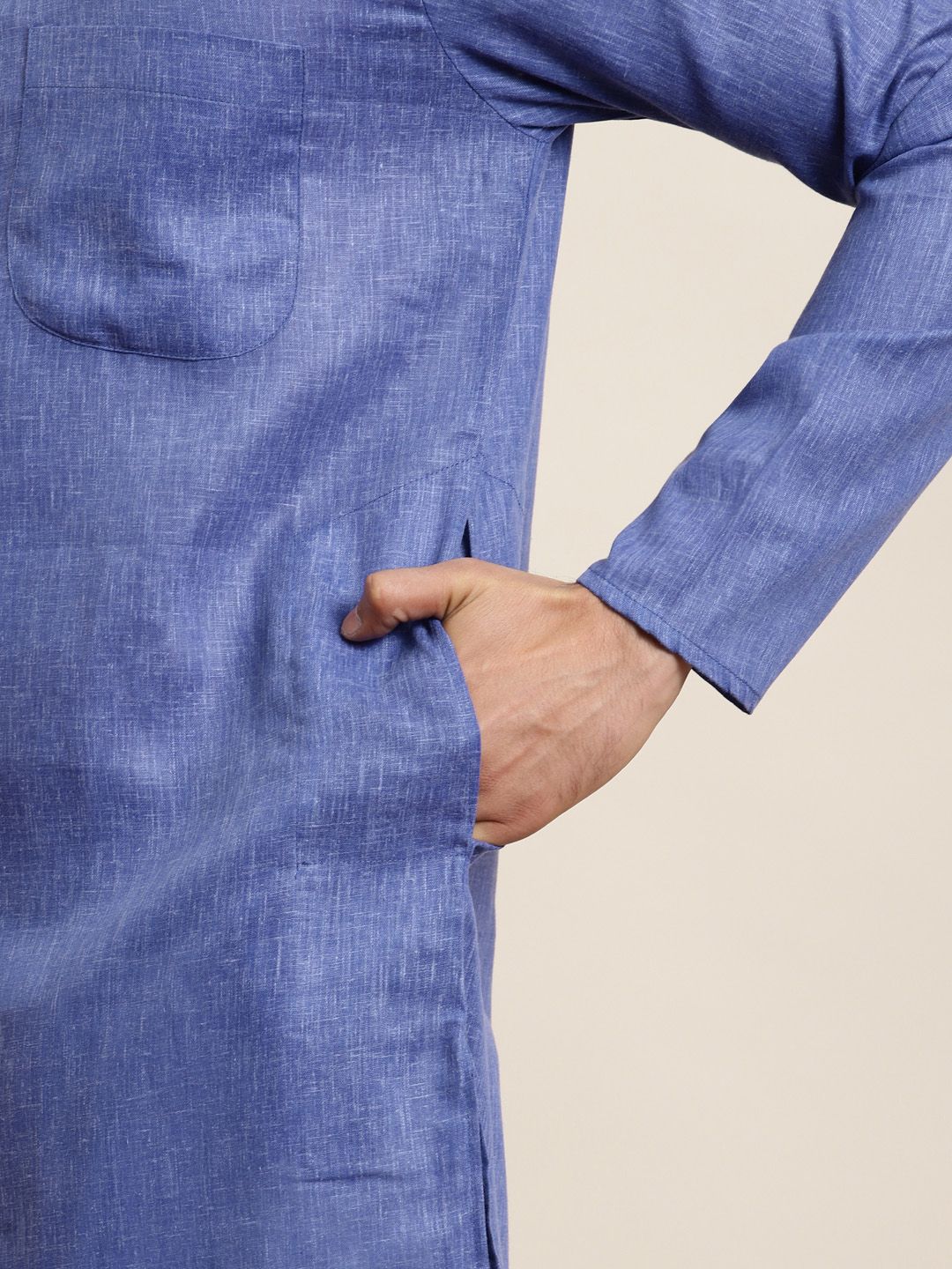Anug by SOJANYA Men Blue Dobby Kurta