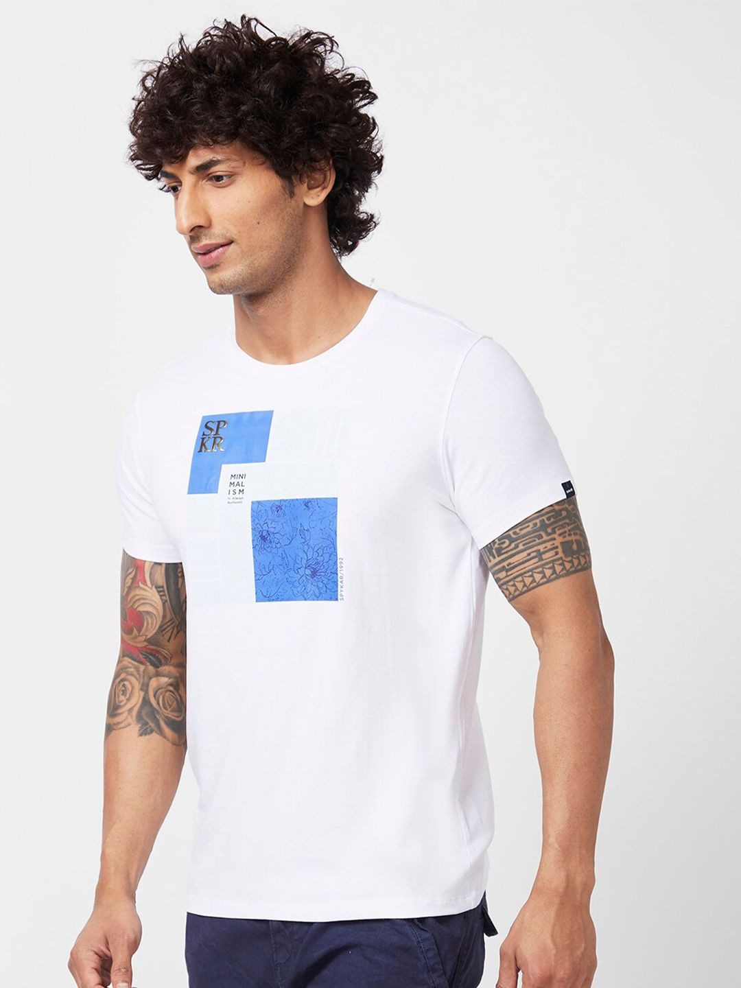SPYKAR Graphic Printed Slim Fit Cotton Casual T-Shirt