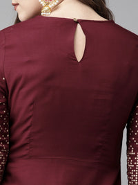 Anouk Women Maroon & Gold-Coloured Printed Straight Kurta