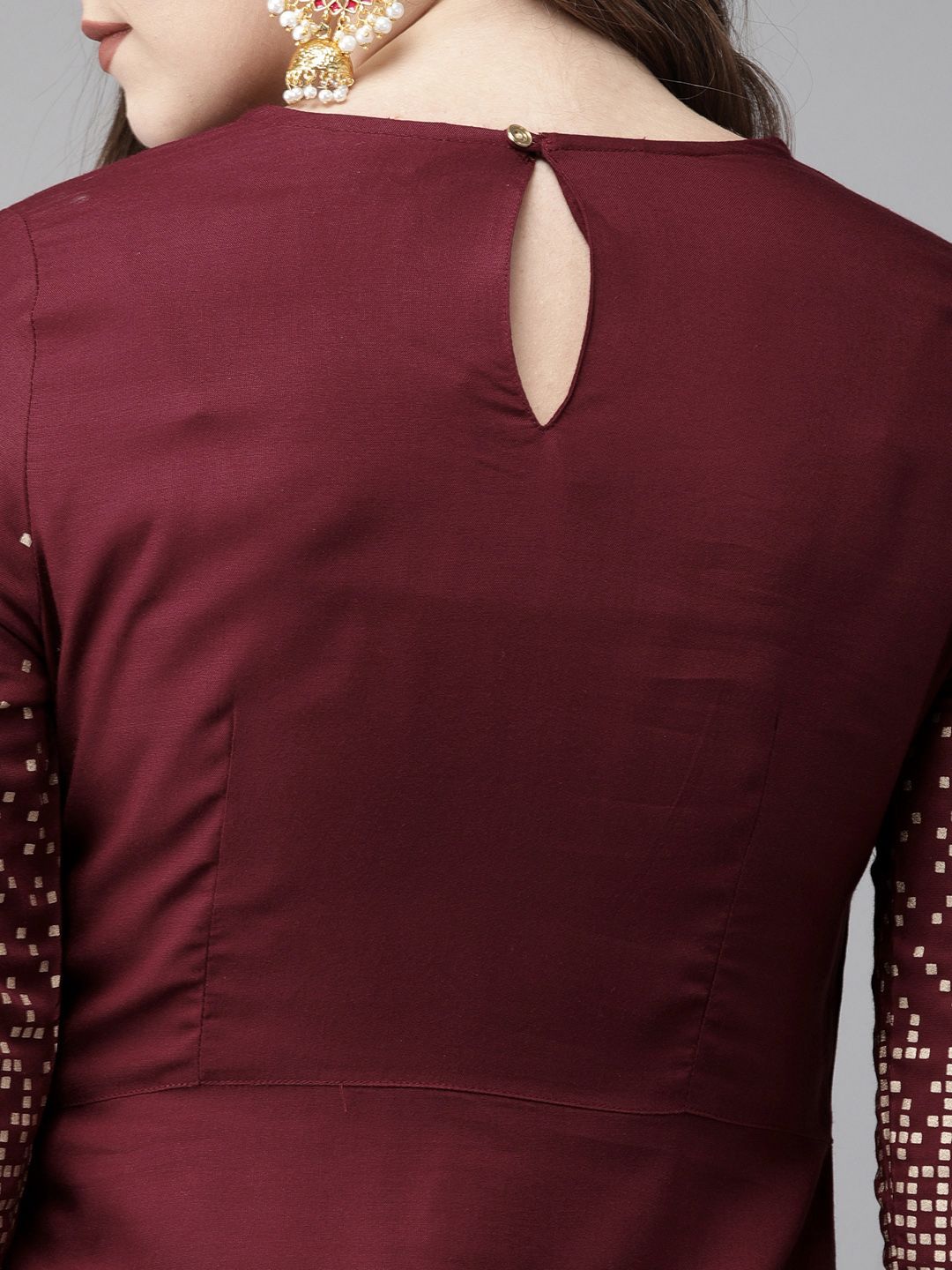 Anouk Women Maroon & Gold-Coloured Printed Straight Kurta