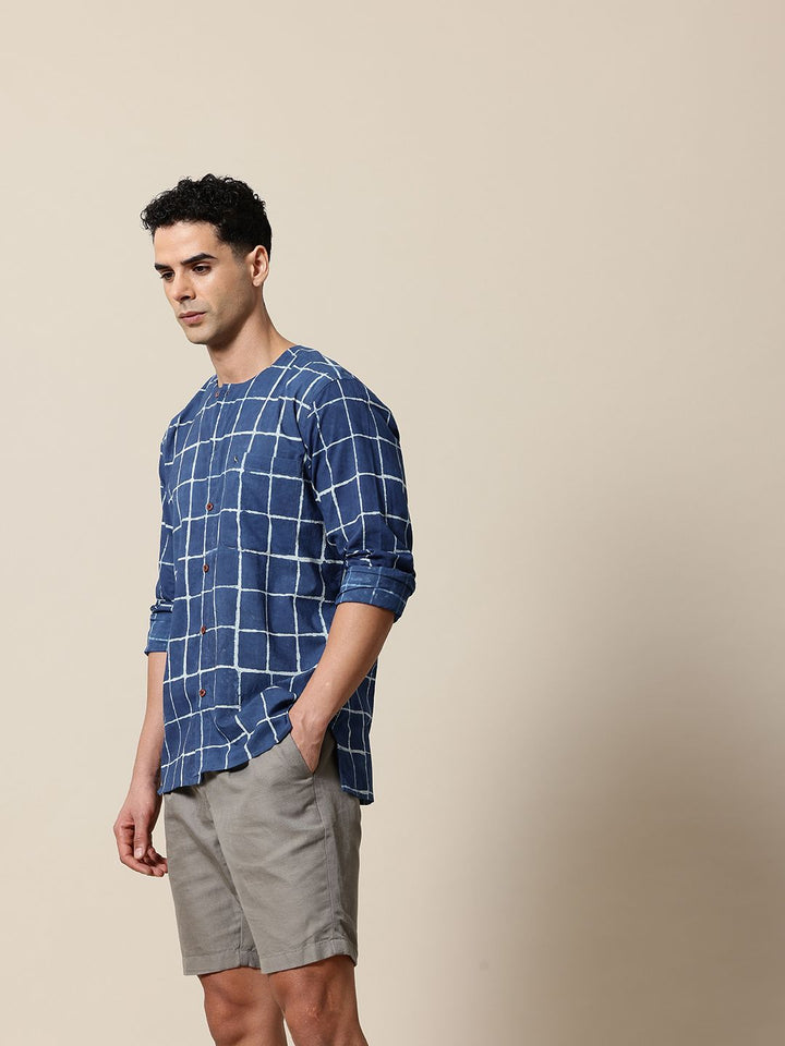 Mr Bowerbird Dabu Hand Block Printed Organic Cotton Opaque Casual Shirt
