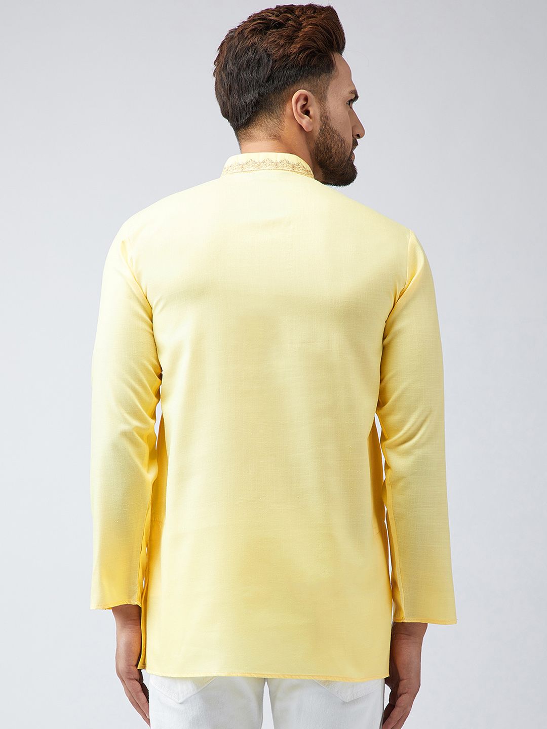 SOJANYA Lelaki Kuning Solid Kurta Lurus