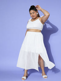 Berrylush Curve Solid Back Tie Shoulder Cami Top & Slit Skirt