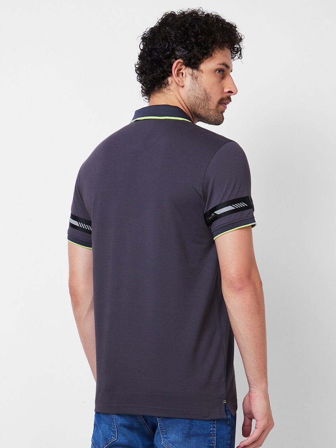 SPYKAR Polo Collar Applique Cotton Slim Fit T-shirt