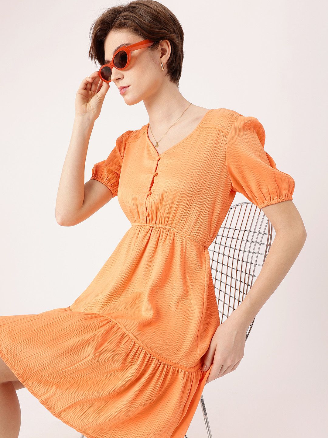 DressBerry Citrus Dream Minimalist Muse Tiered Dress
