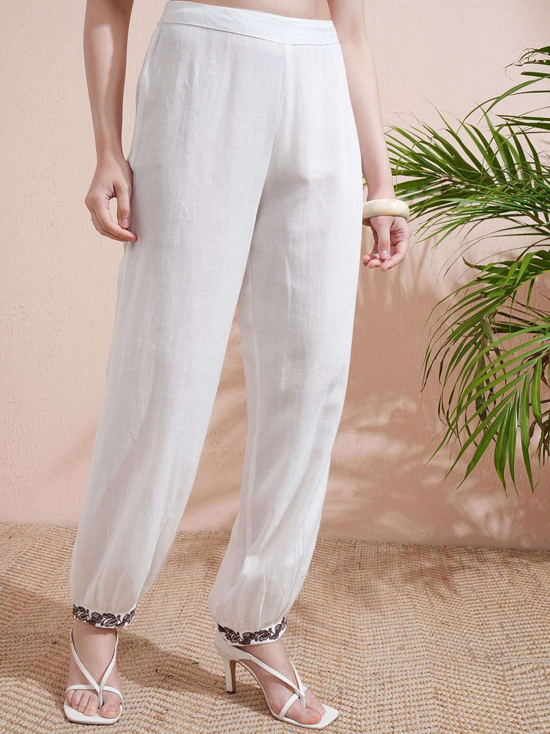 Vishudh Brown Printed Shirt collar Three-Quarter Sleeves Shirt With Trouser