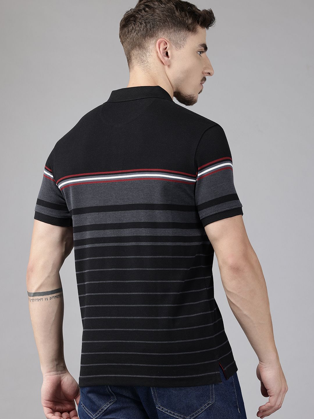 Park Avenue Striped Polo Collar T-shirt