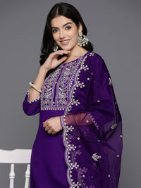 Indo Era Women Floral Embroidered Thread Work Kurta with Trousers & With Dupatta