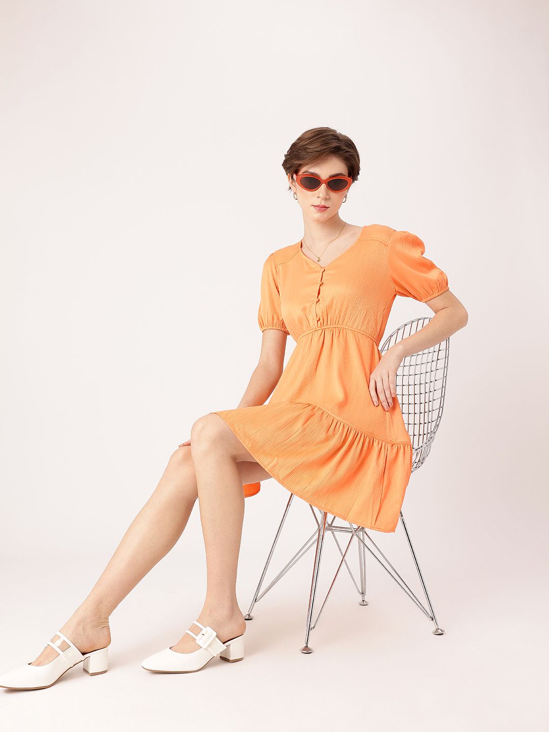 DressBerry Citrus Dream Minimalist Muse Tiered Dress
