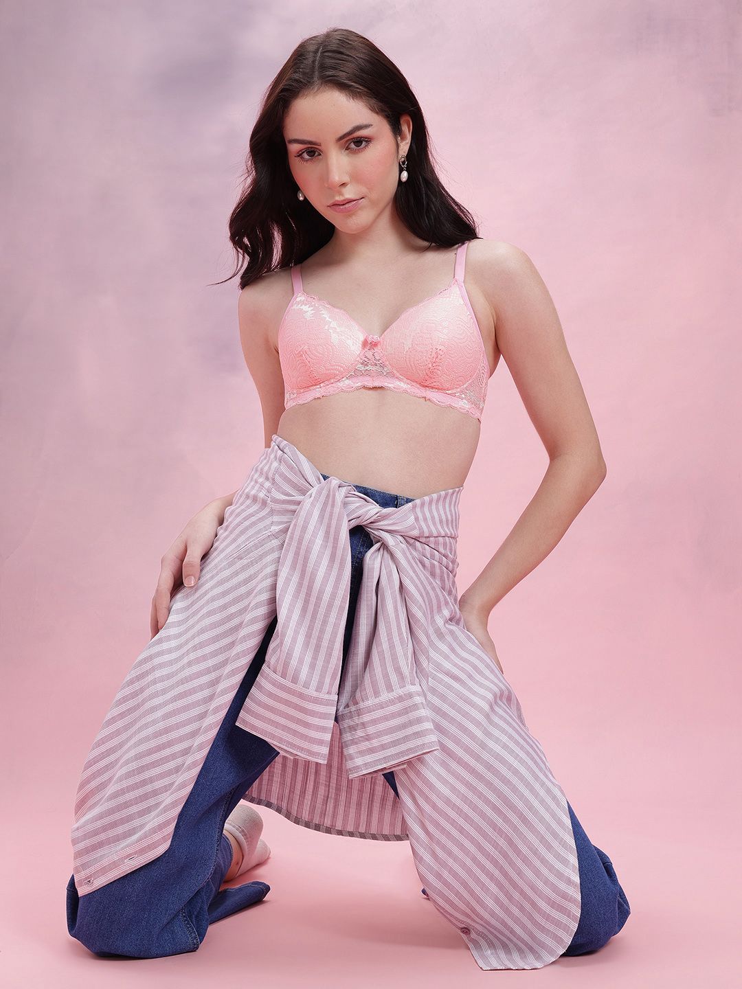 DressBerry Floral Bra Medium Coverage Lightly Padded