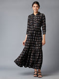 W Black Floral Maxi Dress