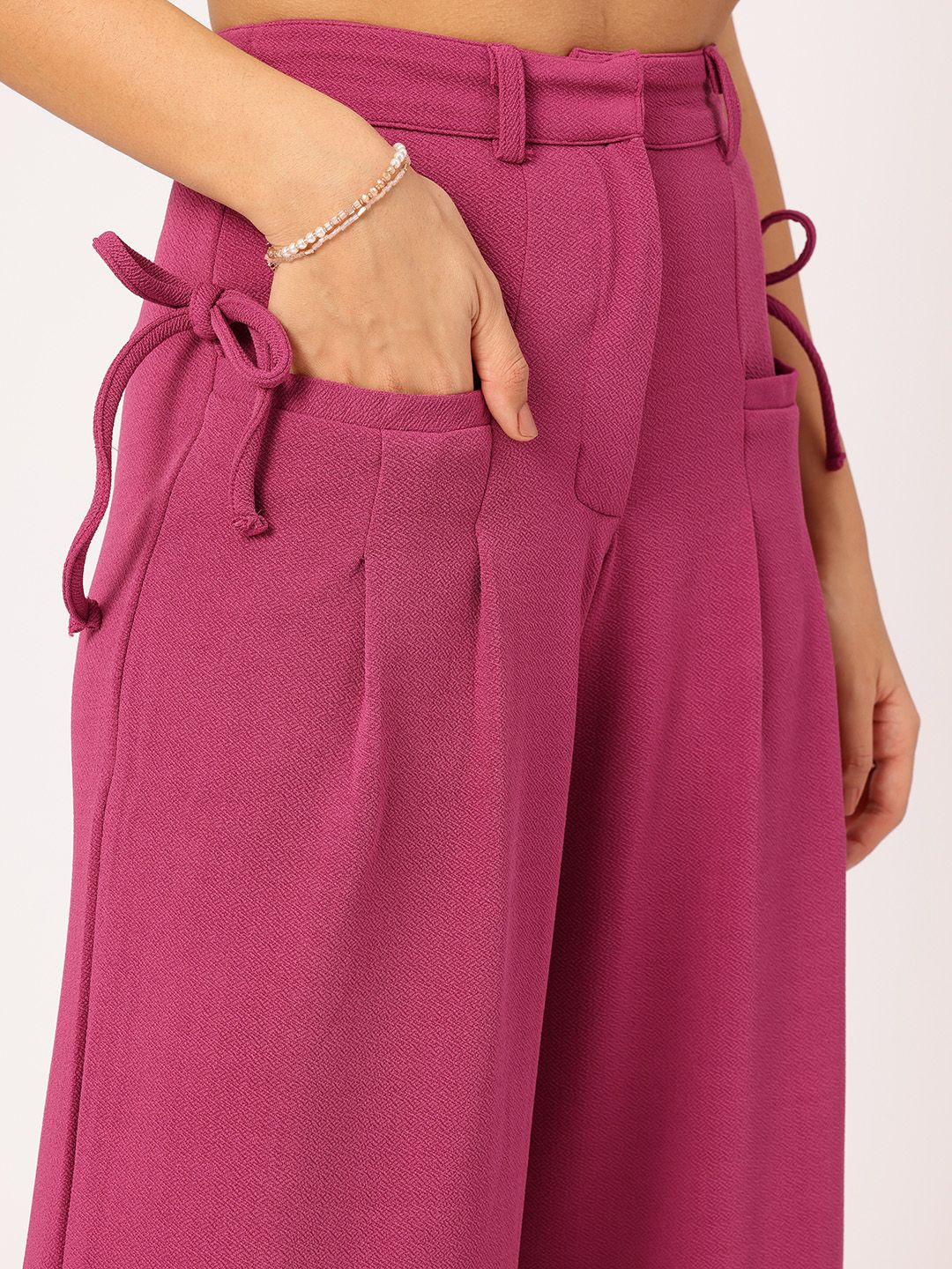 DressBerry Women Breezy Boho Bow-Detail Trousers