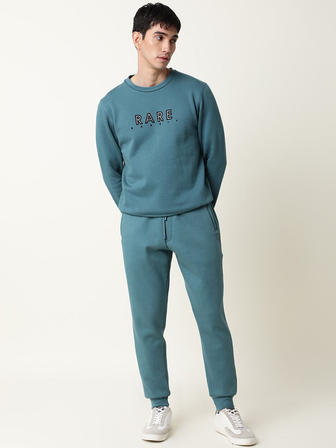 RARE RABBIT Men Loki Slim Fit Printed Round Neck Sweatshirt