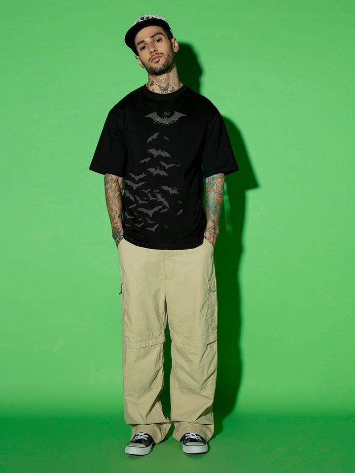 Bewakoof Men Black Batman Printed Pure Cotton Oversized T-shirt