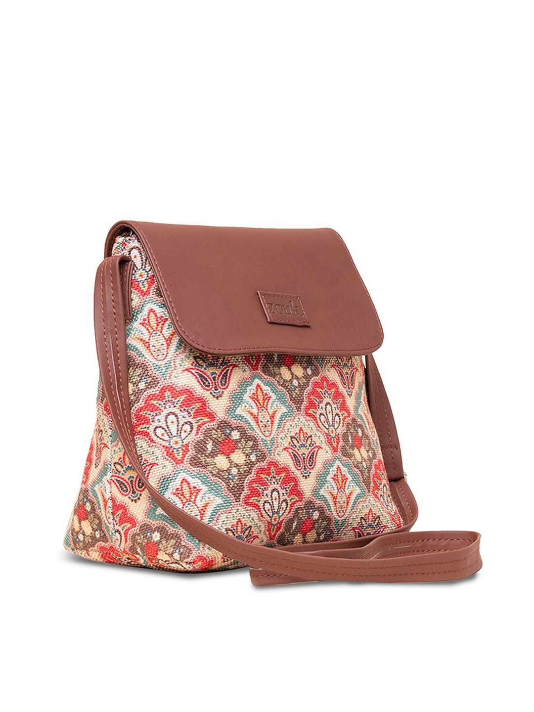ZOUK Ethnic Motifs Printed Structured Sling Bag