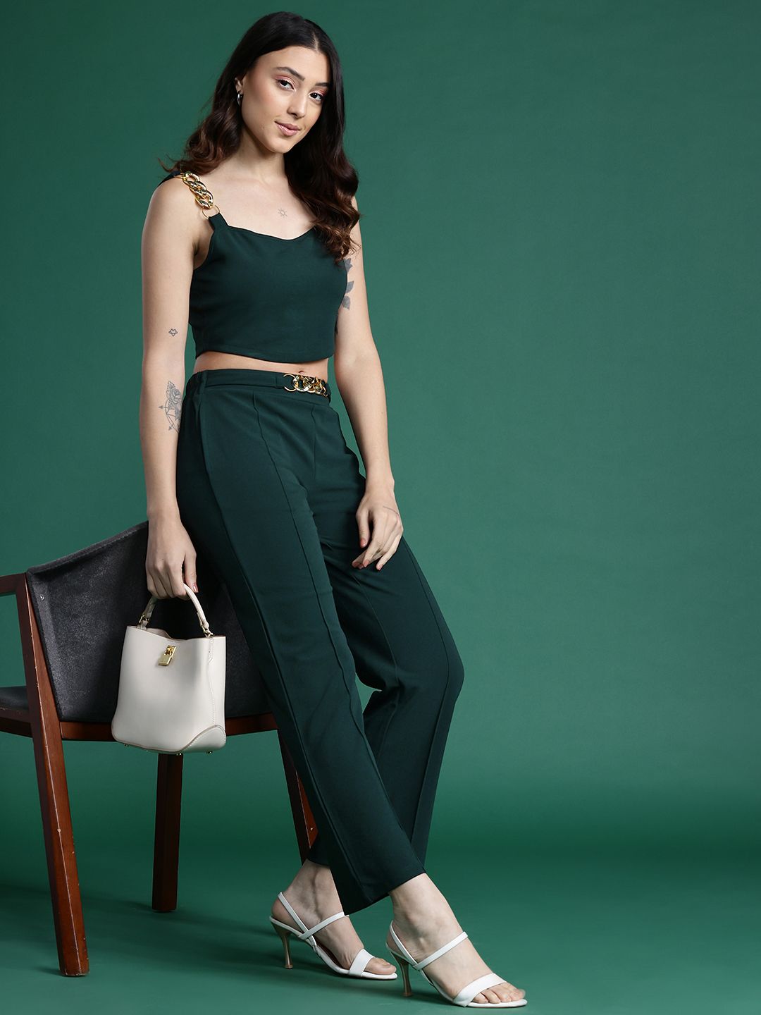 DressBerry Chain-Detail Top with Trouser Co-Ords