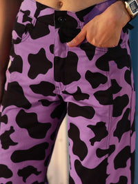 STREET 9 Women Lavender Printed Relaxed High-Rise Trousers