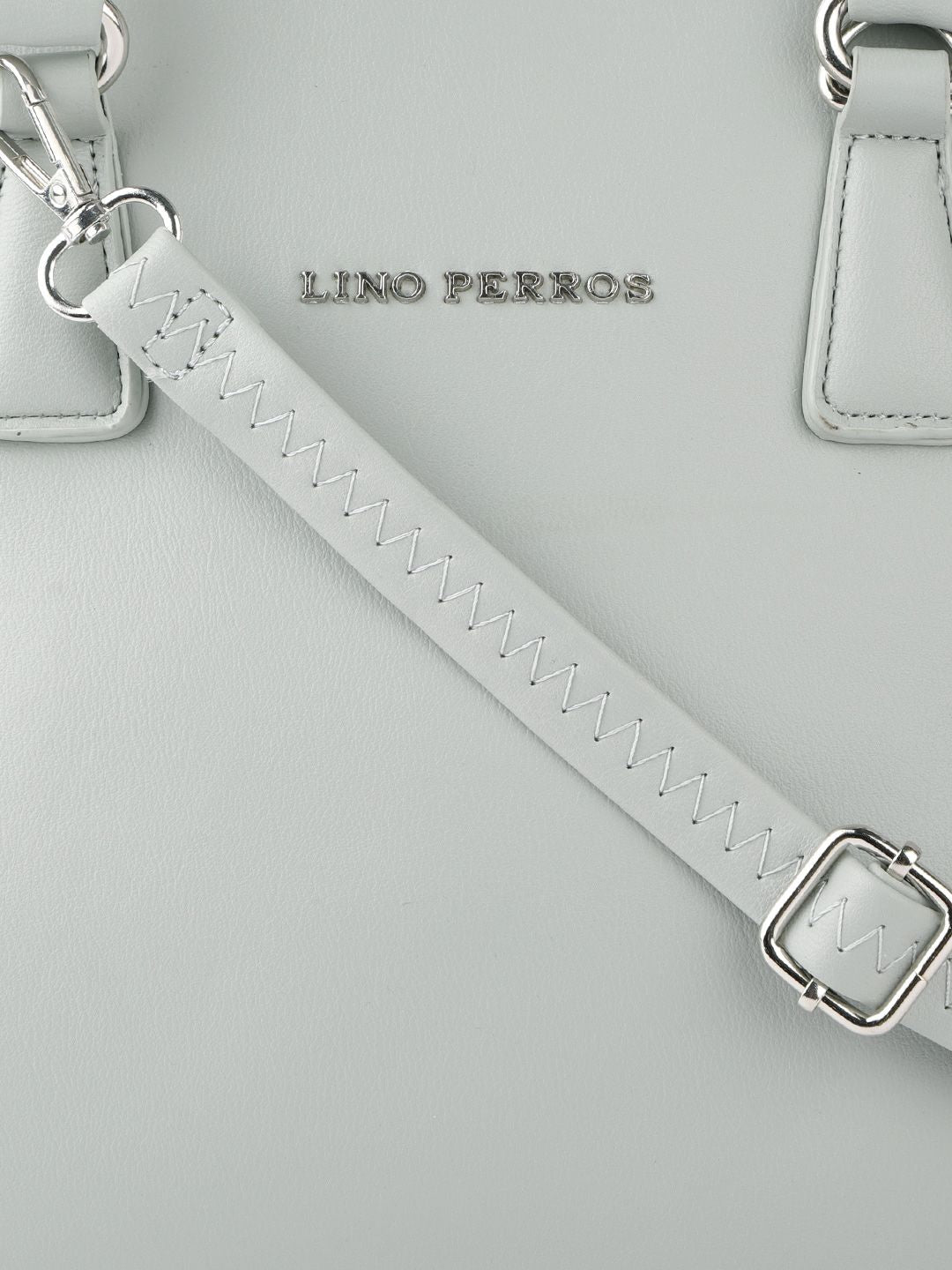 Lino Perros Grey Solid Structured Handheld Bag with Detachable Sling Strap