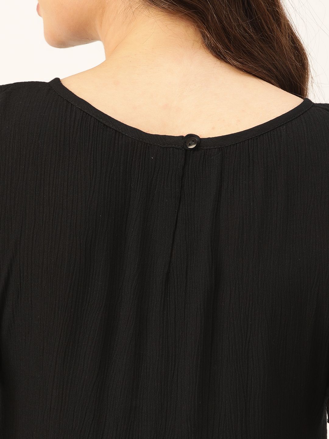 DressBerry Black Embroidered Detail A-Line Dress