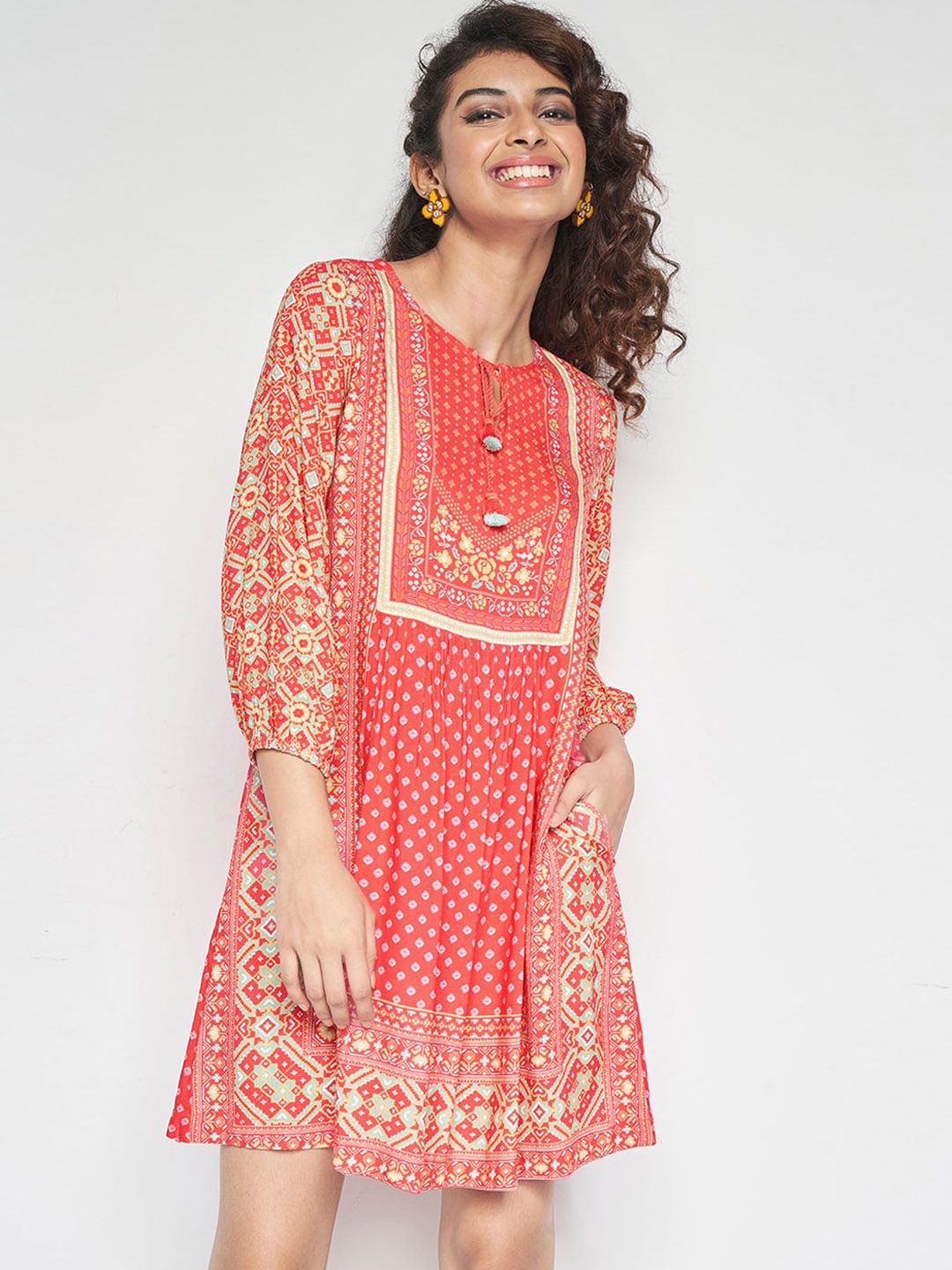 Global Desi Printed A-line Ethnic Dress