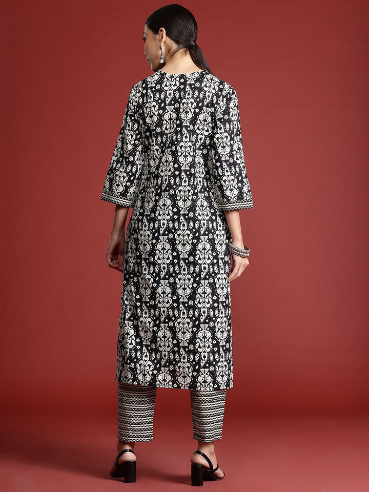 Indo Era Ethnic Motifs Printed Pure Cotton Kurta with Trousers