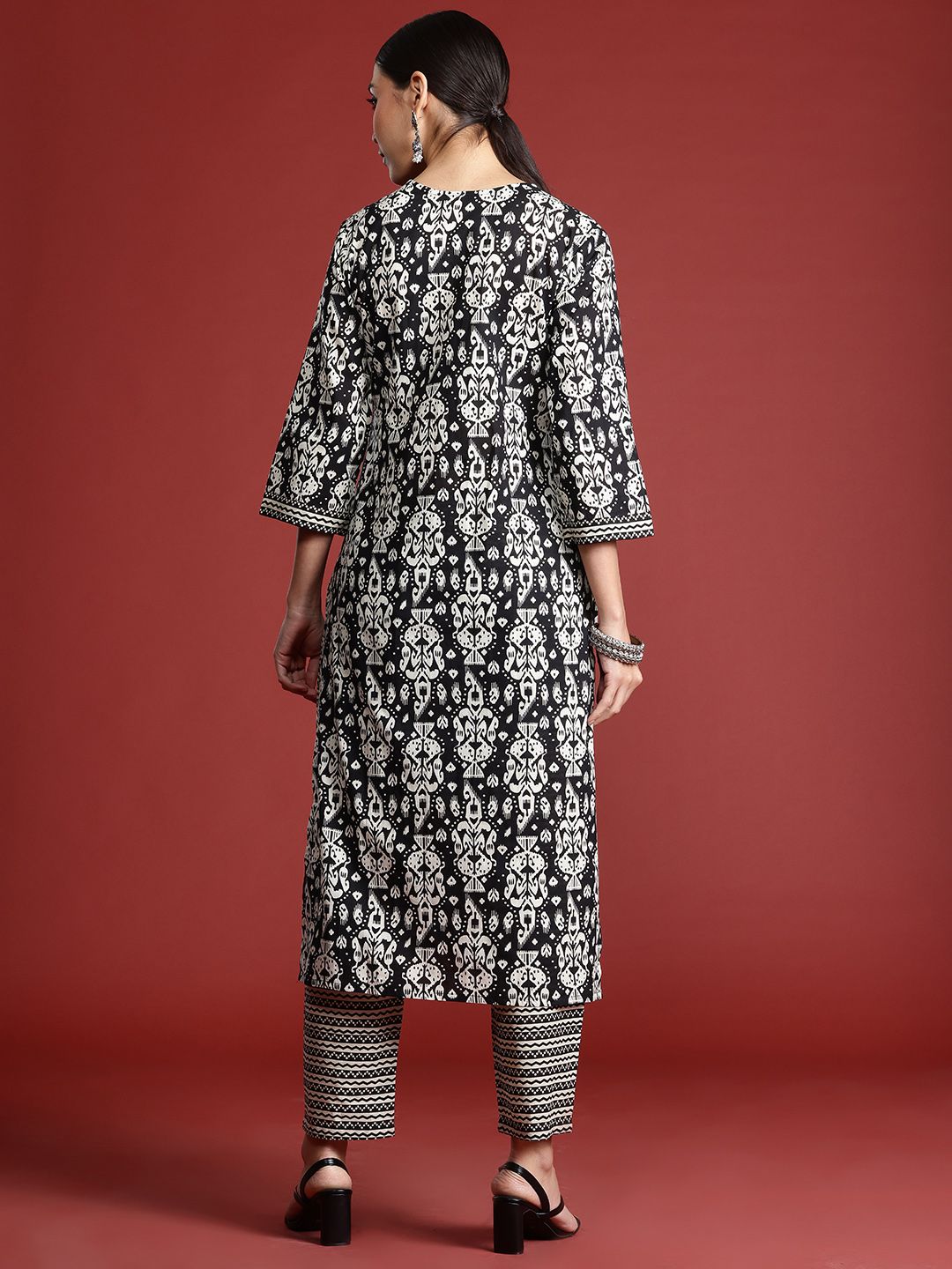Indo Era Ethnic Motifs Printed Pure Cotton Kurta with Trousers