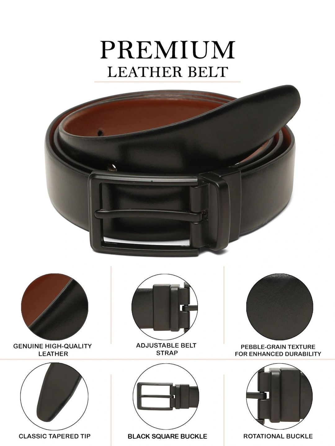 Teakwood Leathers Men Textured Leather Reversible Belt