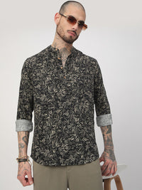 VASTRADO Leafy Printed Mandarin Collar Straight Kurta